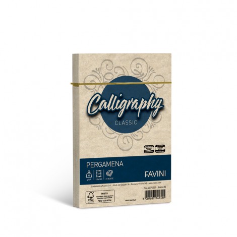 Favini Calligraphy - Buste pergamena J7 colore sabbia, formato 12x18cm, 25 buste, 90gr - 1pz - A57U207 - C92FV0034