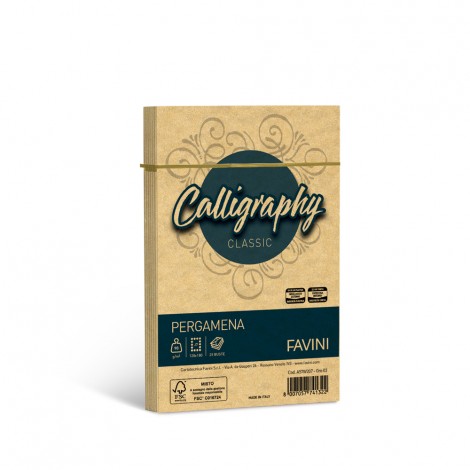 Favini Calligraphy - Buste pergamena J7 colore oro, formato 12x18cm, 25 buste, 90gr - 1pz - A57W207 - C92FV0035