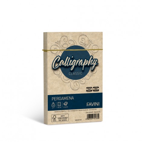 Favini Calligraphy - Buste pergamena J7 colore nocciola, formato 12x18cm, 25 buste, 90gr - 1pz - A57N207 - C92FV0036