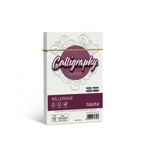 Favini Calligraphy - Buste millerighe J7 - Carta colore bianco, formato 12x18cm, 25 buste, 100gr - 1pz - A570427 - C92FV0042