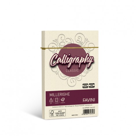 Favini Calligraphy - Buste millerighe J7 colore avorio, formato 12x18cm, 25 buste, 100gr - 1pz - A57Q427 - C92FV0043
