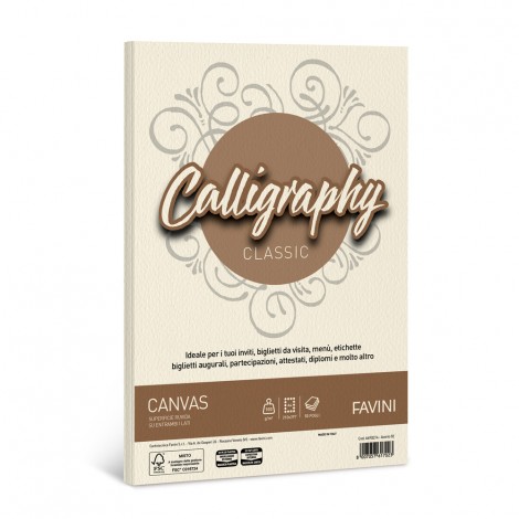 Favini Calligraphy - Carta canvas A4 colore avorio, A4, 50 fogli, 100gr - 1pz - A69Q214 - C92FV0045