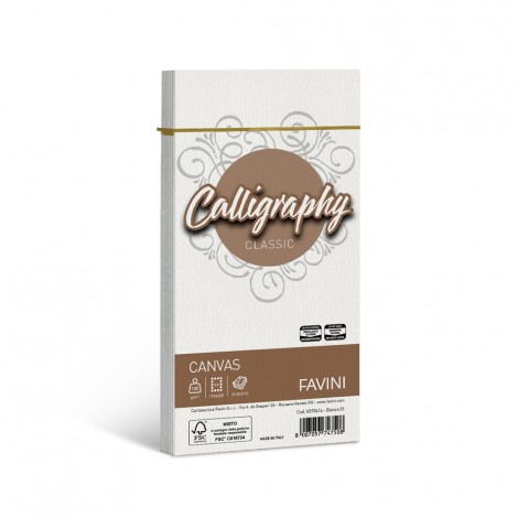 Favini Calligraphy - Buste canvas C4 colore bianco, formato 11x22cm, 25 buste, 100gr - 1pz - A570414 - C92FV0048