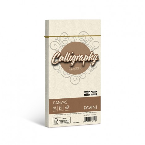 Favini Calligraphy - Buste canvas C4 colore avorio, formato 11x22cm, 25 buste, 100gr - 1pz - A57Q414 - C92FV0049