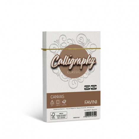 Favini Calligraphy - Buste canvas J7 colore bianco, formato 12x18cm, 25 buste, 100gr - 1pz - A570417 - C92FV0050