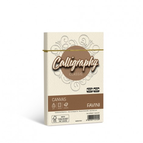 Favini Calligraphy - Buste canvas J7 colore avorio, formato 12x18cm, 25 buste, 100gr, colore avorio - 1pz - A57Q417 - C92FV0051
