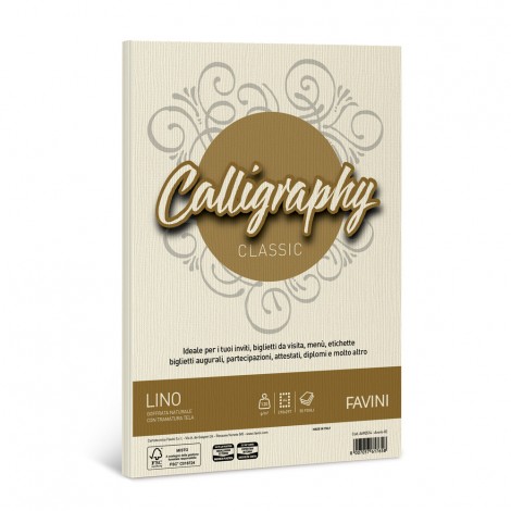Favini Calligraphy - Carta lino A4 colore avorio, A4, 50 fogli, 120gr - 1pz - A69Q514 - C92FV0061