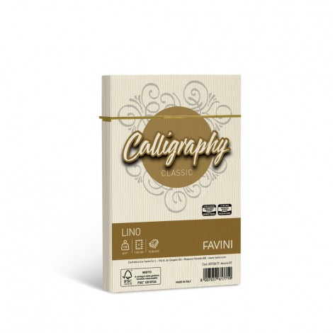 Favini Calligraphy - Buste lino J7 colore avorio, formato 12x18cm, 25 buste, 120gr - 1pz - A57Q617 - C92FV0067