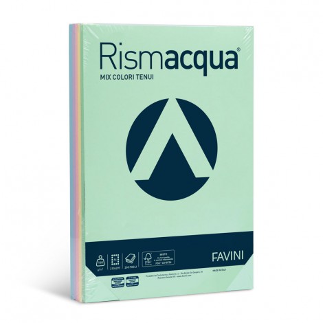 Favini Rismacqua - Carta A4, 200fg, 140gr, colori assortiti - 1pz - A65X224 - C92FV0170