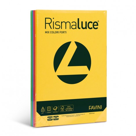 Favini Rismaluce - Carta A4, 125fg, 140gr, colori assortiti - 1pz - A67X114 - C92FV0190