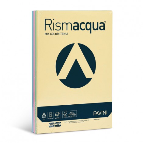 Favini Rismacqua - Carta A4, 125fg, 200gr, colori assortiti - 1pz - A67X124 - C92FV0214