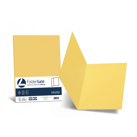 Favini Luce - Folder simplex in cartoncino bristol da 200gr, senza lembi, finitura liscia, colore giallo sole  - A50B664 - C92FV0241