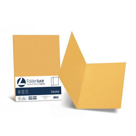 Favini Luce - Folder simplex in cartoncino bristol da 200gr, senza lembi, finitura liscia, colore giallo oro - A50H664 - C92FV0242