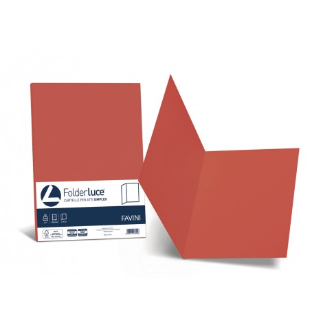 Favini Luce - Folder simplex in cartoncino bristol da 200gr, senza lembi, finitura liscia, colore scarlatto - A50C664 - C92FV0244