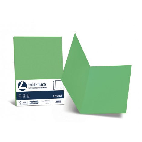 Favini Luce - Folder simplex in cartoncino bristol da 200gr, senza lembi, finitura liscia, colore verde - A50D664 - C92FV0247