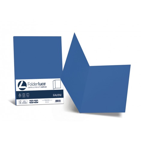 Favini Luce - Folder simplex in cartoncino bristol da 200gr, senza lembi, finitura liscia, colore blu prussia - A50K664 - C92FV0250