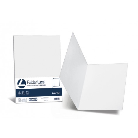 Favini Luce - Folder simplex in cartoncino bristol da 200gr, senza lembi, finitura liscia, colore bianco - A500664 - C92FV0256