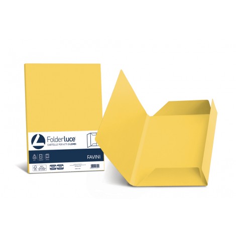 Favini Luce - Cartellina in cartoncino bristol a 3 lembi, rigatura all`esterno, 200gr, colore giallo sole  - 25pz - A50B434 - C92FV0258