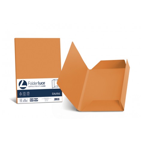 Favini Luce - Cartellina in cartoncino bristol a 3 lembi, rigatura all`esterno, 200gr, colore arancione  - 25pz - A50E434 - C92FV0260
