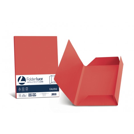 Favini Luce - Cartellina in cartoncino bristol a 3 lembi, rigatura all`esterno, 200gr, colore scarlatto - 25pz - A50C434 - C92FV0261
