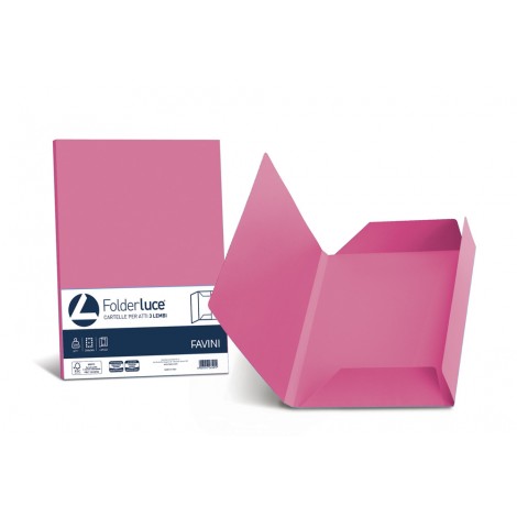 Favini Luce - Cartellina in cartoncino bristol a 3 lembi, rigatura all`esterno, 200gr, colore ciclamino - 25pz - A50F434 - C92FV0262