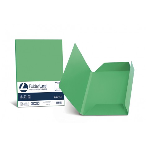 Favini Luce - Cartellina in cartoncino bristol a 3 lembi, rigatura all`esterno, 200gr, colore verde - 25pz - A50D434 -  C92FV0264