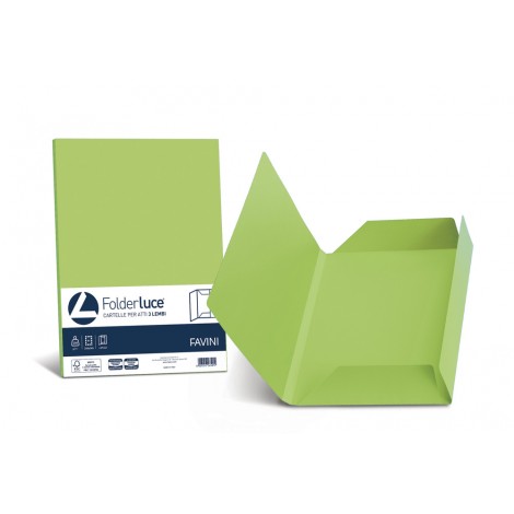 Favini Luce - Cartellina in cartoncino bristol a 3 lembi, rigatura all`esterno, 200gr, colore pistacchio  - 25pz - A50M434 - C92FV0265