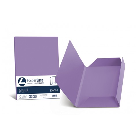Favini Luce - Cartellina in cartoncino bristol a 3 lembi, rigatura all`esterno, 200gr, colore violetto - 25pz - A50J434 - C92FV0266
