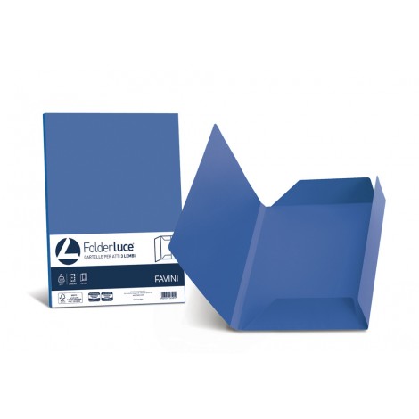 Favini Luce - Cartellina in cartoncino bristol a 3 lembi, rigatura all`esterno, 200gr, colore blu prussia - 25pz - A50K434 - C92FV0267