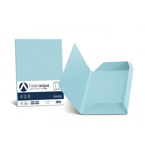 Favini Luce - Cartellina in cartoncino bristol a 3 lembi, rigatura all`esterno, 200gr, colore celeste - 25pz - A50T434 - C92FV0270