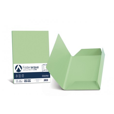 Favini Luce - Cartellina in cartoncino bristol a 3 lembi, rigatura all`esterno, 200gr, colore verde chiaro  - 25pz - A50P434 - C92FV0271