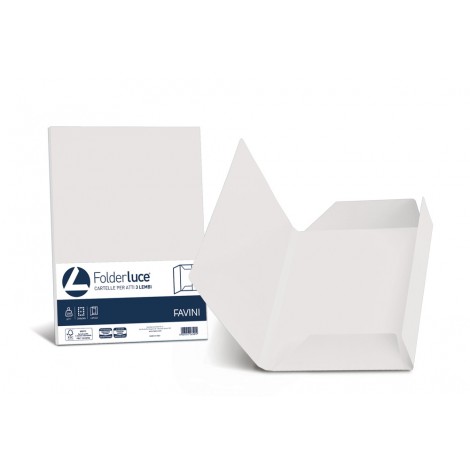 Favini Luce - Cartellina in cartoncino bristol a 3 lembi, rigatura all`esterno, 200gr, colore bianco - 25pz - A500434