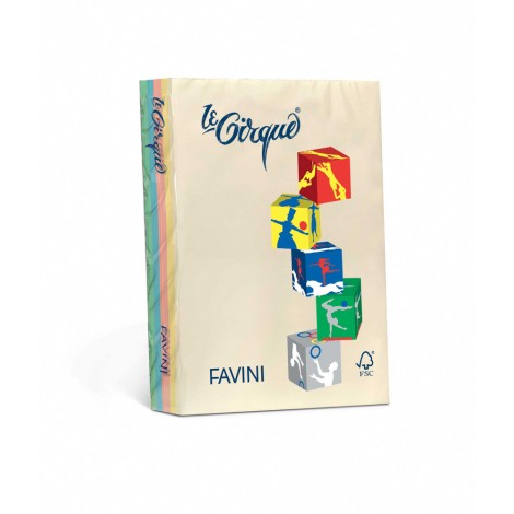 Favini Le Cirque - Carta A4, 250fg, 160gr, 5 colori assortiti - 1pz - A74X304 - C92FV0322