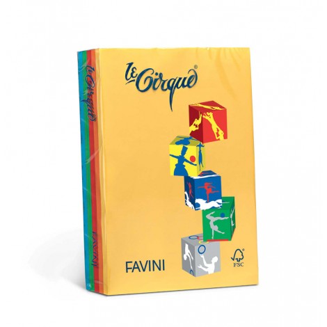Favini Le Cirque - Carta A4, 250fg, 160gr, 5 colori assortiti - 1pz - A74X314 - C92FV0323
