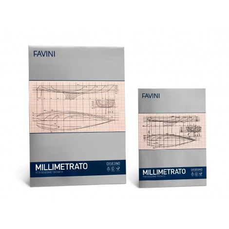 Favini Album da disegno MILLIMETRATO A3 10fg, 80gr, colore rosa - A205003 - C92FV0385