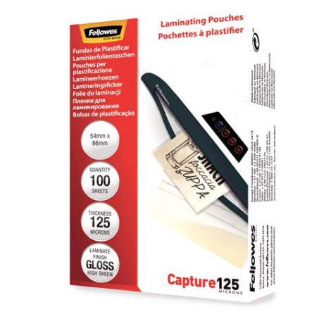 Fellowes Capture - Pouches 5,4x8,6cm, finitura lucida, 125 micron - 1conf. - 5306302 - C92FW0026
