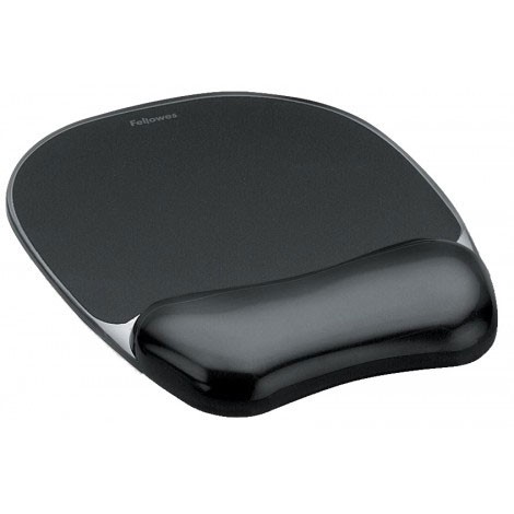 Fellowes Crystals Tappetino mouse con poggiapolso in gel atossico con base antiscivolo, fornisce un sostegno morbido e sicuro, 20X23.5cm, colore nero - 1pz - 9112101 - C92FW0039