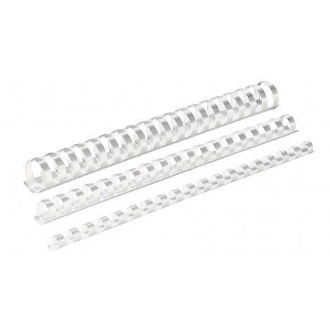Fellowes Dorsi plastici spirali per rilegatura formato A4, passo 9:16, 21 anelli, rilega 2-20 fogli, dorso 6mm, colore bianco - 5345005 - C92FW0218