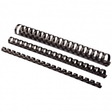 Fellowes Dorsi plastici spirali per rilegatura formato A4, passo 9:16, 21 anelli, rilega 2-20 fogli, dorso 6mm, colore nero - 5345307 - C92FW0222
