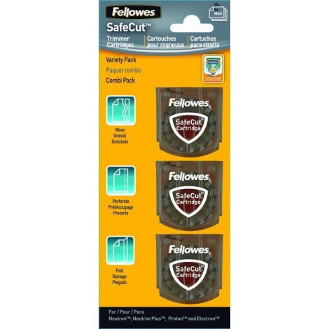 Fellowes SafeCut - Lame di ricambio per taglio ondulato, taglio fustellato e piegatura per taglierine Neutron, Neutron Plus, Proton e Electron - 3pz - 5411301 - C92FW0348