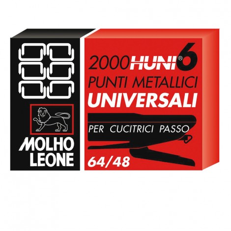 Mohlo Leone  6/4 - Punti per cucitrici - Scatola 2000 punti in filo metallico, lunghezza gamba 4mm per cucire fino a 15 fogli - Prezzo singolo, ord. minimo 10pz - 32548 - C92ML5020
