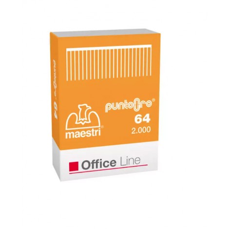 Maestri 6/4 Punto Oro - Punti per cucitrici - Scatola 20000 punti in filo metallico, lunghezza gamba 4mm per cucire fino a 12 fogli - 1001101 - C92RO3014