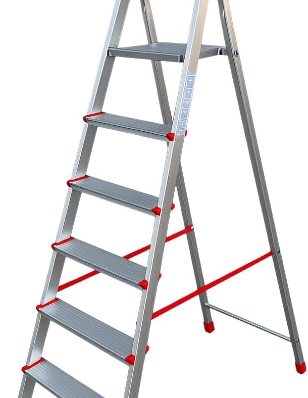 Scala in alluminio portata 150 kg made in Italy certificata EN 131 (7 gradini) -  C92SC7GR