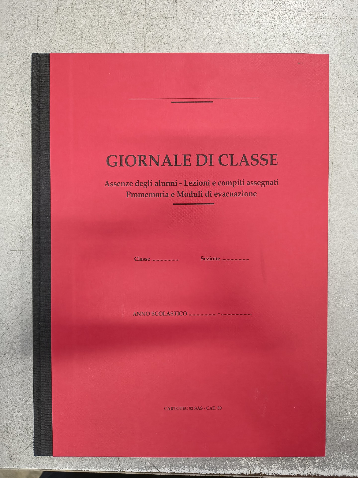 Cartotec Registro giornale di classe scuola secondaria 1° e 2° grado, cat. 59, colore rosso - C9259R