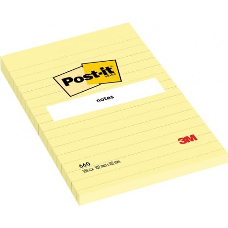 Post-It Foglietti 660 a righe, 102x152mm, colore giallo canary, 600 fg - 7100172753 - C92RM0058