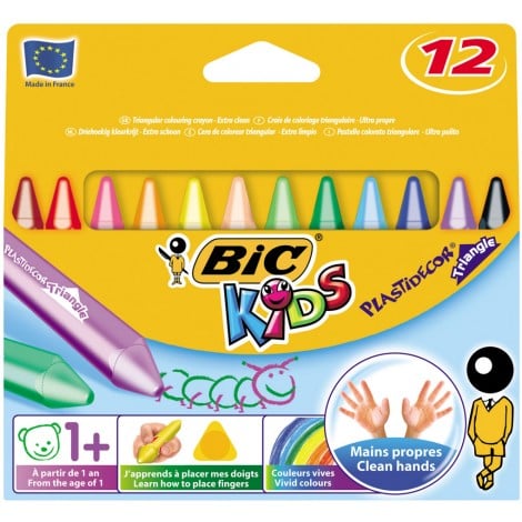 Bic Astuccio con 12 matite KIDS JUMBO in plastica, forma triangolare, ultra pulito, tratto 10mm - 829773 - C92BI0078