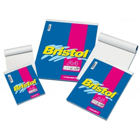 Blasetti Bristol - Blocco a punto metallico, 70 fogli, copertina patinata 115gr, A4, 50gr, quadretti 5mm- Prezzo singolo, ord. minimo 10pz - 1037 - C92BS0241
