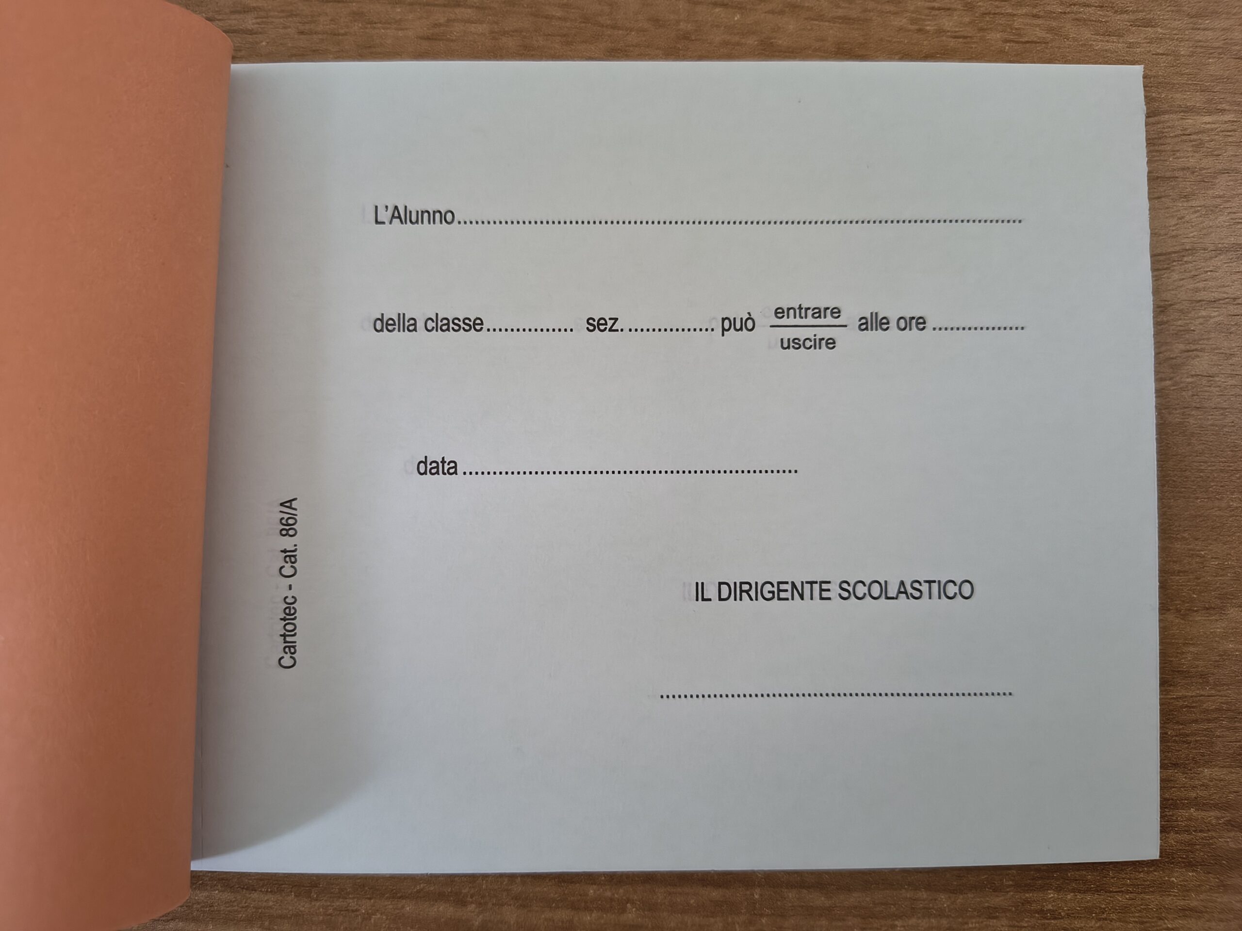 Cartotec Blocco permesso entrata-uscita alunni, cat. 86/A - immagine 2