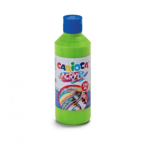 Carioca Tempera ad alta coprenza, adatto a tutte le superfici, colori brillanti permanenti con effetto tridimensionale, 250ml, colore verde brillante - 40431/14 - C92CC0186