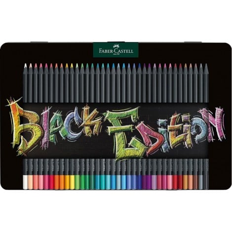 Faber Castell Black Edition - Astuccio di metallo ECO con 36 matite colorate eco a forma triangolare, tratto 3mm - 116437 - C92FB0313